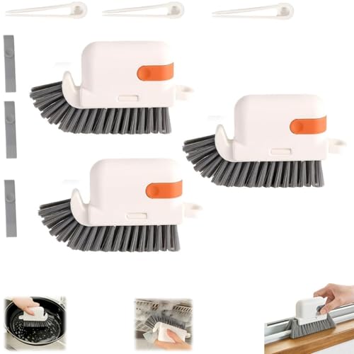 3-in-1 Removable Window Slot Brush,New Window Groove Cleaning Brush, Portable Window Track Cleaner Window Groove Cleaning Brush Tools with Hidden Scraper for Home Window Groove (Orange-3PCS) - color: Orange-3pcs