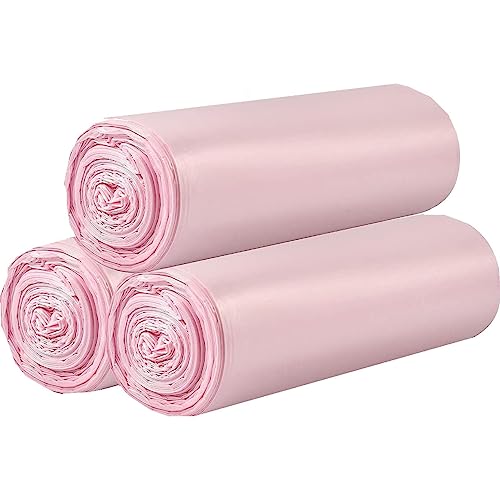3 Rolls Small Trash Bags - 60 Counts Durable 4 Gallon Small Garbage Bags for home office kitchen Bathroom Bedroom Trash Can liners（Pink） - color: 60 Count Pink