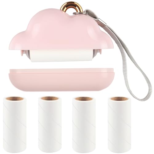 Mini Lint Roller Travel Size, Reusable Lint Roller for Travel, Pet Hair Remover Portable Lint Roller for Clothes with 150 Sheets Refillable (Pink) - color: Pink