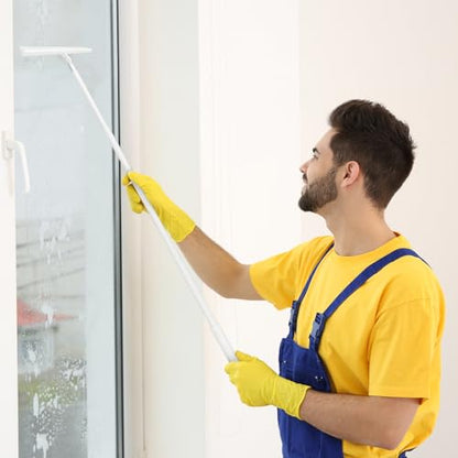 Upgrade Detachable and Retractable Handle,Shower Squeegee for Glass Doors and Tile Door Cleaner Bathroom Squeeze Walls squeegees with 2 Adhesive Hooks (White) - color: White