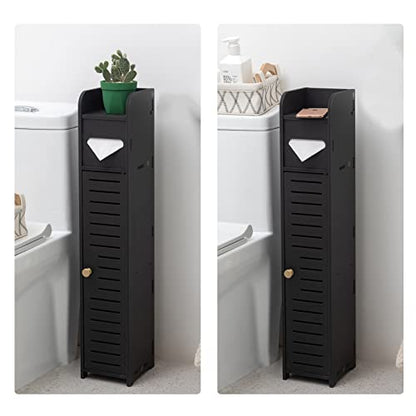 AOJEZOR Small Bathroom Storage Cabinet: Bathroom Toilet Paper Cabinet Fit for Small Roll,Black - color: Black