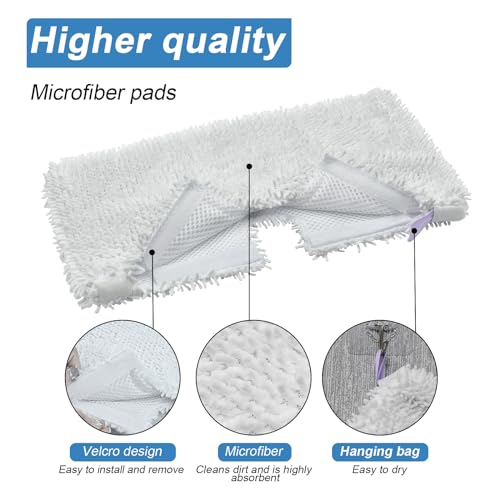 3 Pack Steam Pocket Mop Replacement Pads for Shark S3501 S3601 S3550 S3901 S3801 S2901 S2902 S3501S S3601C SE450 S3901D S3455K,Microfiber Steam Mop Pad Replacement,Reusable Mop Pads for Floor Cleaning - color: White