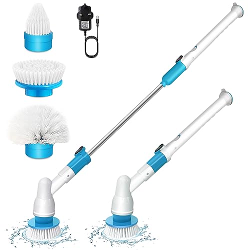 Handheld Cleaning Brush,Electric Spin Scrubber,Cordless Cleaning Brush with 3 Replacement Heads,Power Scrubber with 2 Adjustable Speeds,Shower Cleaner Brush for Bathroom,Tub,Toilet,Kitchen,Floor