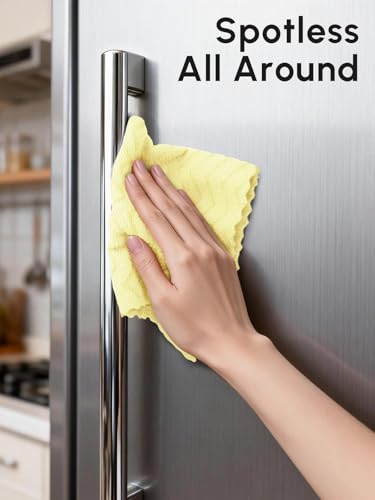 Microfiber Cleaning Cloths Roll, 75 Pack Tear Away Microfiber Towels Roll, 12" x 12" Lint Free Rags, Reusable Cleaning Cloths, Washable, Scratch Free,Ultra Absorbent Dish Rags(Yellow Ripple) - color: Yellow Ripple, size: 75 pack