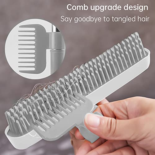 3 in 1 Floor Scrub Brush with Squeegee and Long Handle, 3 in 1 Silicone Crevice Grout Brush with 180 Degree Rotating Head for Floor Kitchen Bathroom Wall Deck Tile Cleaning - color: White