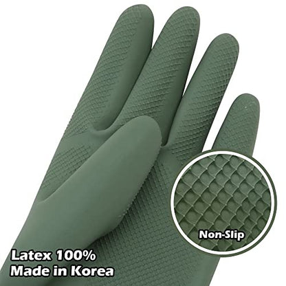 HOMSSEM Dishwashing Gloves - 2 Pairs Premium Rubber Gloves for Cleaning - Urban Gray, Green, Blue - color: Blue + Green - Medium