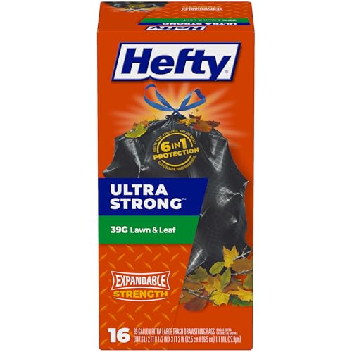 Hefty Ultra Strong Lawn & Leaf Trash Bags, Unscented, 39 Gallon, 16 Count - size: 16 Count (Pack of 1)