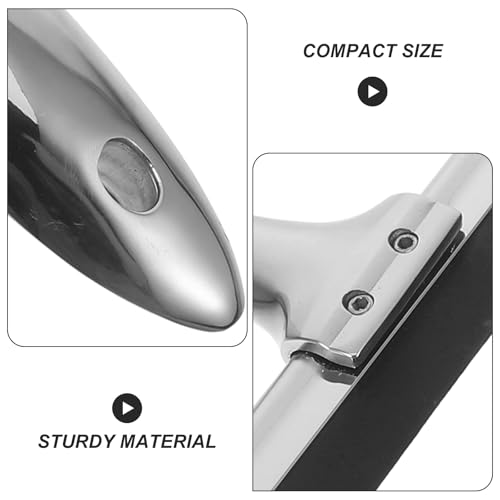 FOMIYES Stainless Steel Squeegee for Car Windows and Shower Doors, Detachable Rubber Blade with Handle and 4pcs Adhesive Hooks, Glass and Mirror Cleaning Tool for Home and Auto