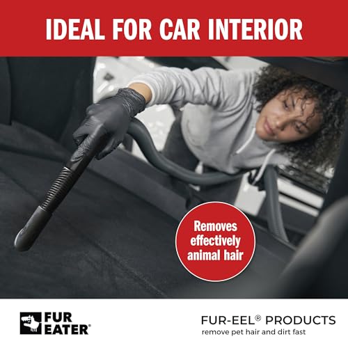 FUR-EEL PRO 2.0 Pet Hair Remover Vacuum Attachment, Replaceable Rubber Brush Head for Dog & Cat Hair, Fits 1-1/4, 1-3/8 & 1-1/2 in Round Hoses, for Car Detailing, Carpet & Upholstery - color: Pro 2.0