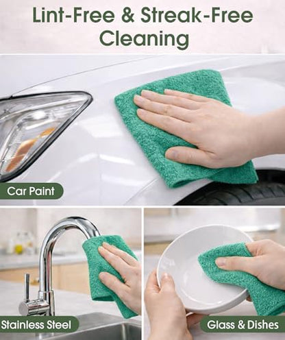 Microfiber Cleaning Cloth Roll–100 Pack, Tear Away Microfiber Towels, Reusable, Washable, Scratch-Free, Kitchen Towels for Car, Home, Kitchen, Glass, Dishes (Malachite Green) - color: Malachite Green