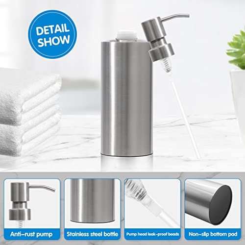 ARKTEK Large Stainless Steel Countertop Soap Dispenser - Rust and Leak Proof Liquid Hand Soap Pump Bottle for Kitchen, Bathroom and Countertop Hand Dish Lotion (20 Oz / 600 ml) - color: 666-sliver