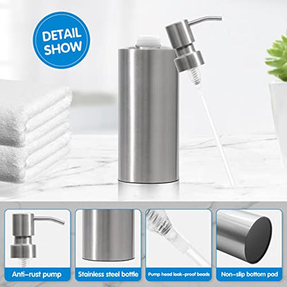 ARKTEK Large Stainless Steel Countertop Soap Dispenser - Rust and Leak Proof Liquid Hand Soap Pump Bottle for Kitchen, Bathroom and Countertop Hand Dish Lotion (20 Oz / 600 ml) - color: 666-sliver