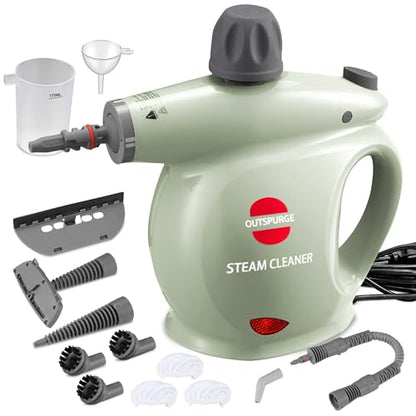 Handheld Steam Cleaner, Pressurized Multi-Surface Steam Shot with 13 Accessories, Safety Lock, Steamer for Cleaning Floor, Upholstery, Grout, Windows, Couch and Car, Green - color: Green