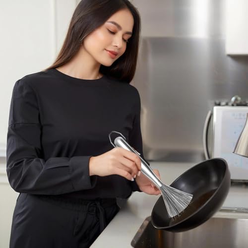 2Pcs 304 Stainless Steel Pot Brushes, Stainless Steel Scrubber Tools Metal Cleaning Products Easy to Clean Suitable for Removing Kitchen Stains Gifts for Mom - color: 2pcs
