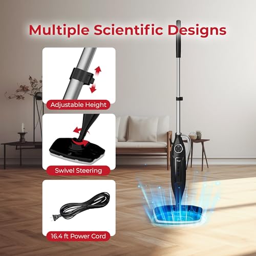 Rosewill 11-in-1 Steam Mop, 260°F Handheld Steam Cleaner, 1200W Detachable Steam Mops for Floor Cleaning, Removable Tank, Multi-Purpose Steamer for Hardwood, Tile, Grout, Furniture - Black - color: Black