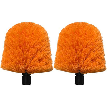 2 Pack Twist-On Cobweb Duster Head, Fits Standard 3/4 inch Threaded Poles, Attachment Spider Web Duster Brush for Outdoor & Indoor Cleaning (Orange)