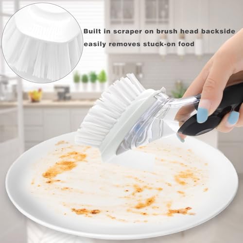 Brush Refills for RIMAY Dish Brush - 6 Pack Dish Brush Cleaning Soap Dispensing Head Replacement for Scrubber (White) - color: White-6pack