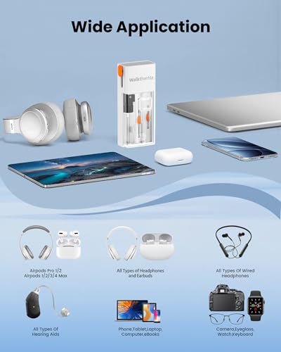 20-in-1 for AirPod Cleaner Kit Pro 4 3 2 1 - Multifunction Cleaning Tool for Headphones Earbuds Phone Laptop Keyboard Screen - Metal Tip, Soft Brush, Flocking Sponge, 15ml Spray, Cloth, Putty