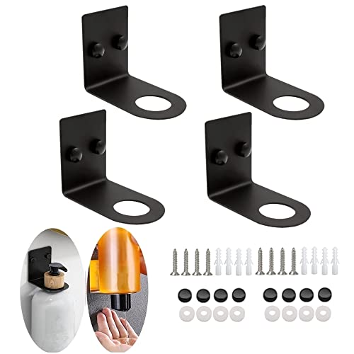 BiJun Soap Bottle Dispenser Holder Wall Mounted, Hand Pump Bottles Dispenser Stand Hanging Rack Shampoo Standing Shelf Storage Holder Bracket for Bathroom Kitchen (Black 4 Pack) - color: Black 4 Pack