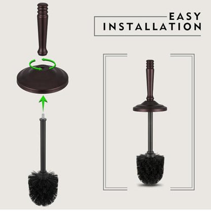 Bronze Toilet Brush and Holder Set, Stainless Steel Toilet Brush for Bathroom,Heavy Duty Bronze Toilet Bowl Brush and Holder,Deep Cleaning Modern Toilet Cleaner Brush -Space Saving, Covered Brush - color: Bronze