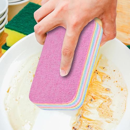 Multi-Layer Sponge Cloth, Microfiber Material, Pink, Peelable Sponge, Absorbent Scrubber, Compact Design, for Kitchen Bowl Dish Pot Household Bathroom Window - color: 12×7×2.2cm