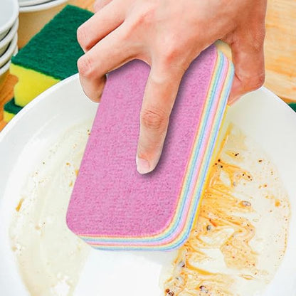 Multi-Layer Sponge Cloth, Microfiber Material, Pink, Peelable Sponge, Absorbent Scrubber, Compact Design, for Kitchen Bowl Dish Pot Household Bathroom Window - color: 12×7×2.2cm