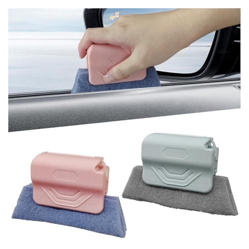 2PCS Magic Window Track Cleaner, Window Groove Cleaning Brush Tools Set, Hand-held Window Track Cleaner, Vehicle Clean Accessory for Sliding Door, Sill, Tile Lines, Shutter, Car Vents (PK&GY) - color: PK&GY