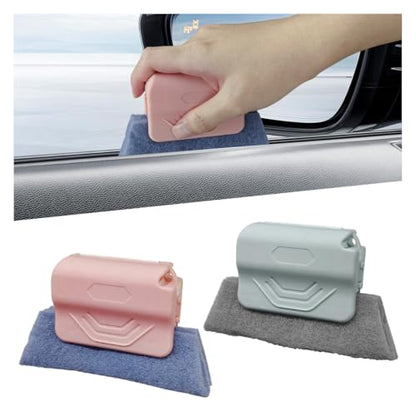 2PCS Magic Window Track Cleaner, Window Groove Cleaning Brush Tools Set, Hand-held Window Track Cleaner, Vehicle Clean Accessory for Sliding Door, Sill, Tile Lines, Shutter, Car Vents (PK&GY) - color: PK&GY