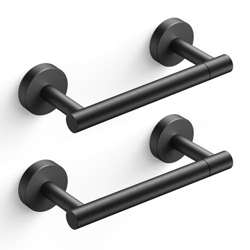 FORIOUS Toilet Paper Holder Wall Mount, Stainless Steel Rustproof Double Post Pivoting Tissue Roll Holder for Bathroom, Commercial Toilet Paper Dispenser (2 Pack, Matte Black) - color: Matte Black, size: Classic 2 Pack