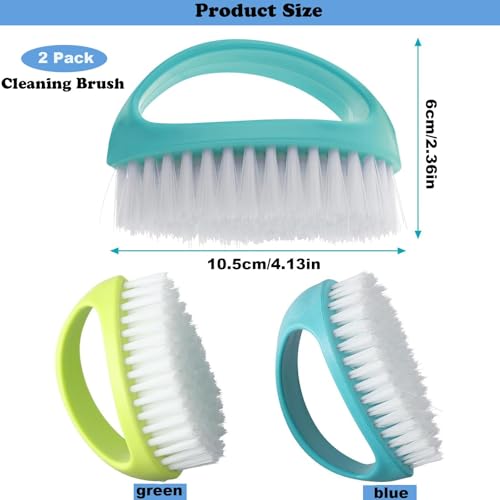 2 Pack Scrubbing Brushes for Cleaning, Heavy Duty Scrub Brush Nylon Stiff Bristles,Scrubber Cleaner Brush for Bathroom,Showe,Sink,Kitchen,Bathtub,Floor,Multi-Purpose Cleaning Brush (Green+Blue) - color: Green+blue