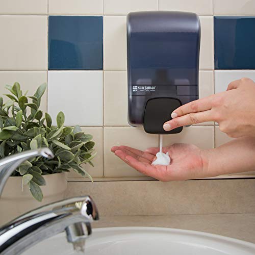 San Jamar Rely Soap Dispenser – 900ml Wall Mounted Manual Liquid Dispenser with Efficient Pump for Home and Commercial Use, Black Pearl, (Pack of 6)