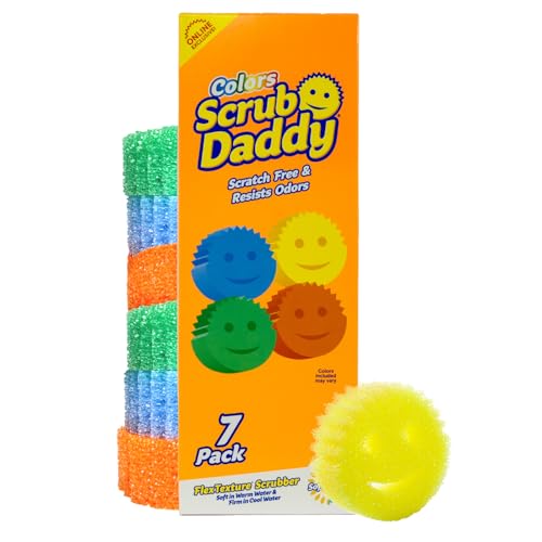 Scrub Daddy Scratch-Free Multipurpose Kitchen Sponges - Bulk Dish Sponges for Kitchen, Bathroom, Household Cleaning & More - Made with BPA-Free Polymer Foam (7 Count) - color: Exclusive Scrub Daddy Colors, size: 7 Count (Pack of 1)