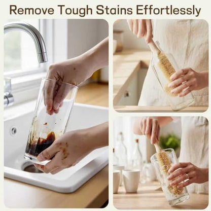 Bottle Brush Cleaner,Long Beech Wood Handle Non-Scratch,L-Shape for Cleaning Coffee Cups,Mason,Thermos,Glass Bottle,Beer Bottles,Wine Bottles,Baby Bottle-2 Pack - size: 2 Pack - L-Shape Brushes