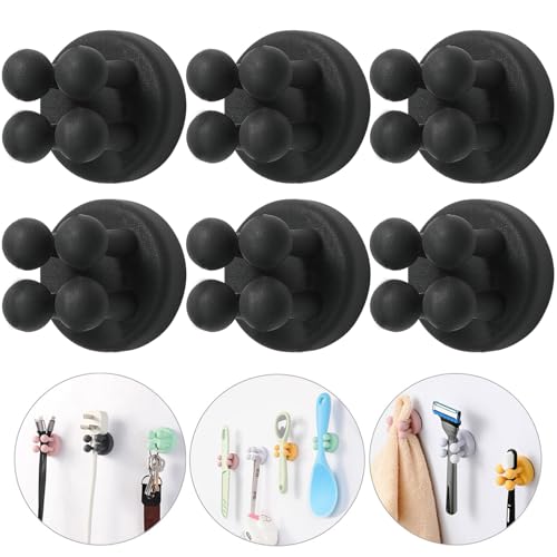 iBetterLife Razor Holder for Shower Wall - 6Pcs Self Adhesive Silicone Toothbrush Holders Wall Mounted Multi-function Cute Utility Hook for Hanging Towel for Bathroom Kitchen Living Room Office, Black - color: Black Gray, Multi-function Razor Holder for S