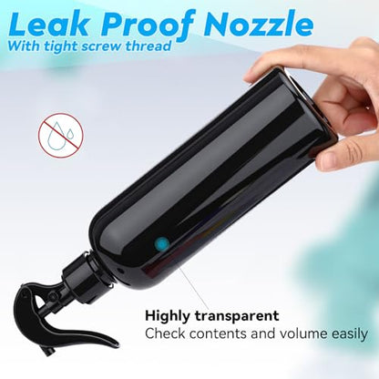 Lallisa 36 Pcs 16 oz Plastic Spray Bottles Leak Proof Empty Bottles for Cleaning Solutions Water Sprayer Bottle with Nozzle Mist, Labels and Handle Funnel for Auto Details, Planting, Kitchen (Black) - color: Black