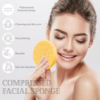 100-Count Facial Sponges Compressed Natural Cellulose Sponge Round Shape Face Sponge for Face Cleansing Exfoliating and Makeup Removal, Yellow - color: 100- Pack Yellow