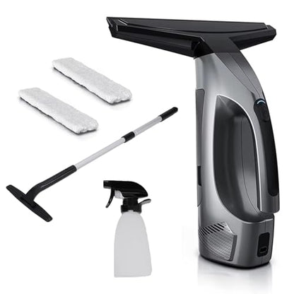 Hancaner Window Vacuum Squeegee, Window Cleaner Tool, Handheld Electric Glass Cleaner 2000Pa Powerful Suction with 11 in Squeegee Blade for Shower Doors Car Windshield (Black) - color: Black