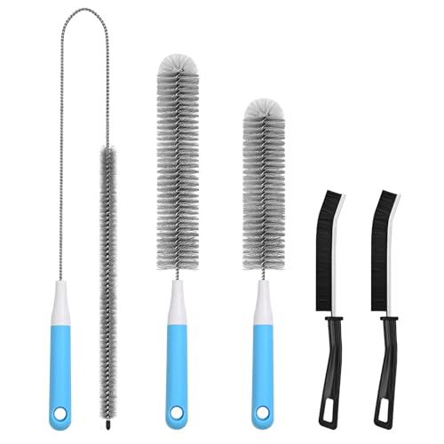Dryer Vent Cleaner Kit 5 Pcs, Refrigerator Coil Cleaning Brush, Sewer Set Brush, Dryer Lint Cleaner Brush for Flexible Lint Remover, Kitchen Sink, Bathroom Clog, Toilet, Vent Scrubber - color: 5pack-grey