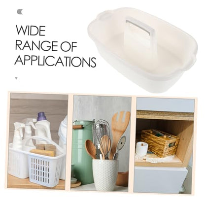 Mikinona Cleaning Tools Organizer Sturdy Plastic Bathroom Storage Basket with Handle for Home Hotel and Kitchen Versatile Cleaning Supply Tote for Efficient Organization