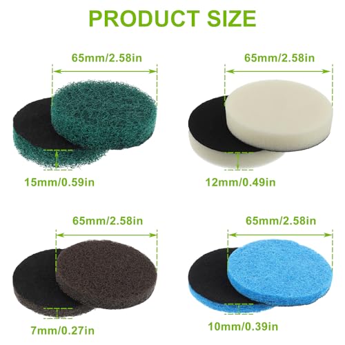 16pcs Electric Cleaning Brush Pad Set 4 Foam Pads 4 Kitchen Mats 4 Performance Pads 4 Microfibre Pads fit for Dremel Versa Cleaning Brush - size: Blue Green White Brown