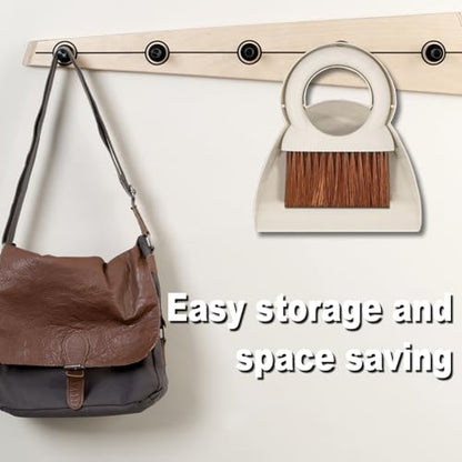 Round Handle Brush and Dustpan Set Small Broom & Dustpan Portable Handheld Sweeper for Desktop Sofa Floor Pet Nest (Off White) - color: Off White