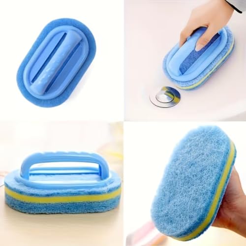 Handheld Sponge Scrubber, Dual-Color Design - Multi-Purpose Manual Cleaning Brush, Suitable for Bathtubs, Kitchens, Bathrooms, Etc. - Ideal for Cleaning Tiles, Pots, Stains, and Bathroom Accessories