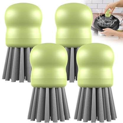 Mini Dish Brush for Cleaning Chicken Shredder, Palm Brush Dish Scrubber with Ergonomic Grip, Kitchen Brush for Washing Dishes, Pans, Pots, Sink (4, Matcha) - color: Matcha