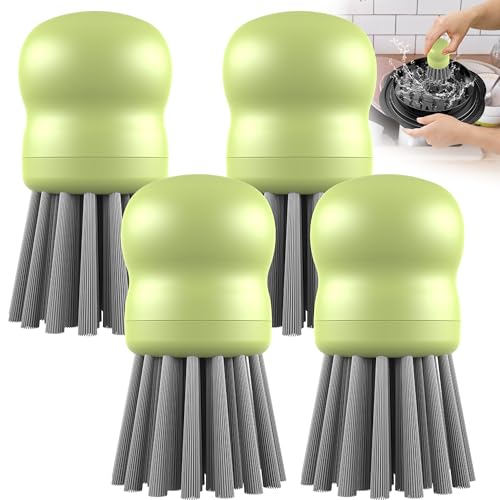Mini Dish Brush for Cleaning Chicken Shredder, Palm Brush Dish Scrubber with Ergonomic Grip, Kitchen Brush for Washing Dishes, Pans, Pots, Sink (4, Matcha) - color: Matcha