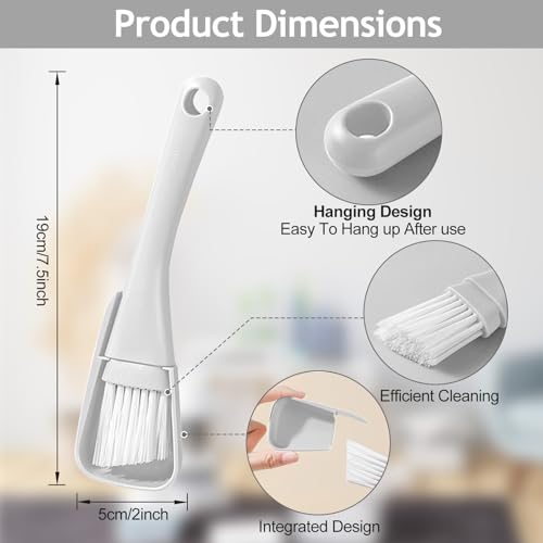 Crevice Cleaning Brush with Dustpan, Mini Dust Pans for Window Tracks, Sliding Door Rails, Scrubber Cleaning Tool for Key Board, White - color: White