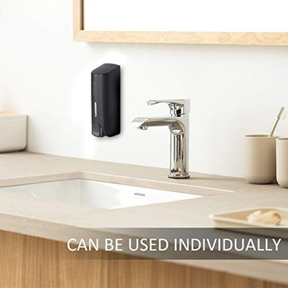 AUMIO Chamber Shower Soap Dispenser Trio Wall Mounted Shampoo and Conditioner Dispenser Set, No Drill for Bathroom Hotel, Black - color: Black 3 Chamber