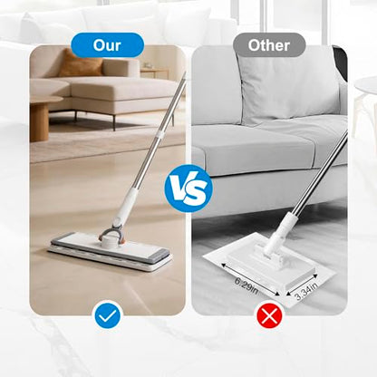 Hands Free Flat Mop One Click, 51" Long Handle Zero Touch Disposable Dust Mop Compatible with Swiffer Wet/Dry Pads Click Cloth Change Wet/Dry Pads, Dust Mopping for Hardwood, Tile, Floor