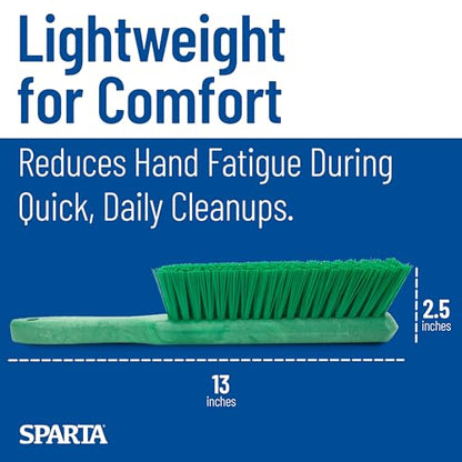 SPARTA 8 Inch Soft Counter Brush with Polyester Bristles and 5 Inch Handle, Color Coded Handheld Broom for Tables Countertops and Foodservice Surfaces, 13 Inch Overall Length, Green, Pack of 6 - color: Green