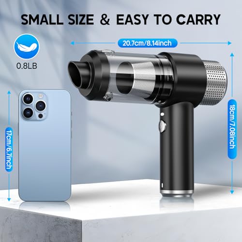 JONYJ Handheld Car Vacuum Cleaner, 16000PA Hand Held Vacuum Portable Cordless, 2 in 1 Air Duster and Vacuum Cleaner with LED Light, Multi-Nozzles, 120W High Power Mini Vacuum for Home, Pet, Office