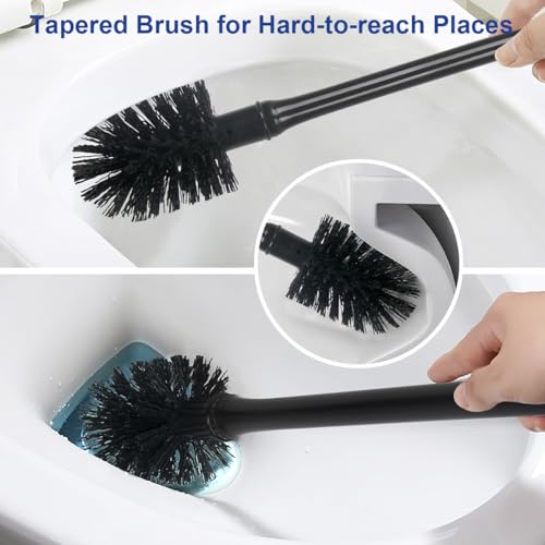 CELOX Toilet Bowl Brush and Holder for Bathroom Cleaning, 2 Set，Black